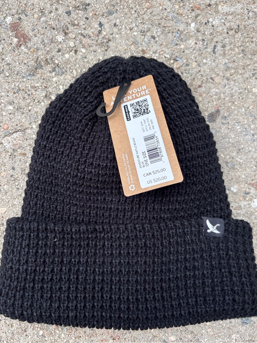 Eddie Bauer - BLACK Adventure Waffle Beanie - One Size